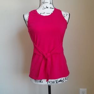 Armani Exchange sleeveless top jersey knit pink tie front women's M